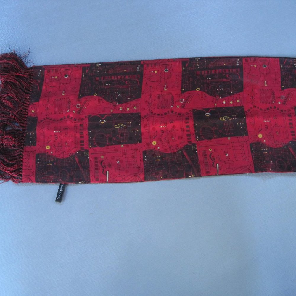 Zazou Luxe Unisex Red Scarf Tasseled Double Size-55x11 in